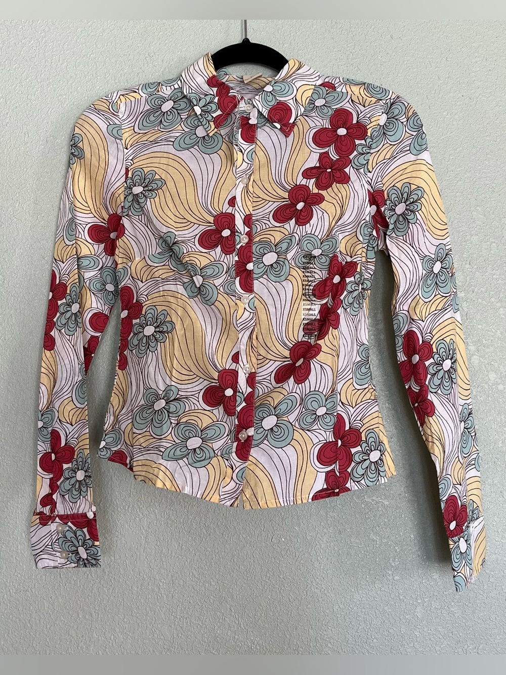 Vintage Fossil Womens 70’s Longsleeve Button Up Shirt Flower Power Size XS